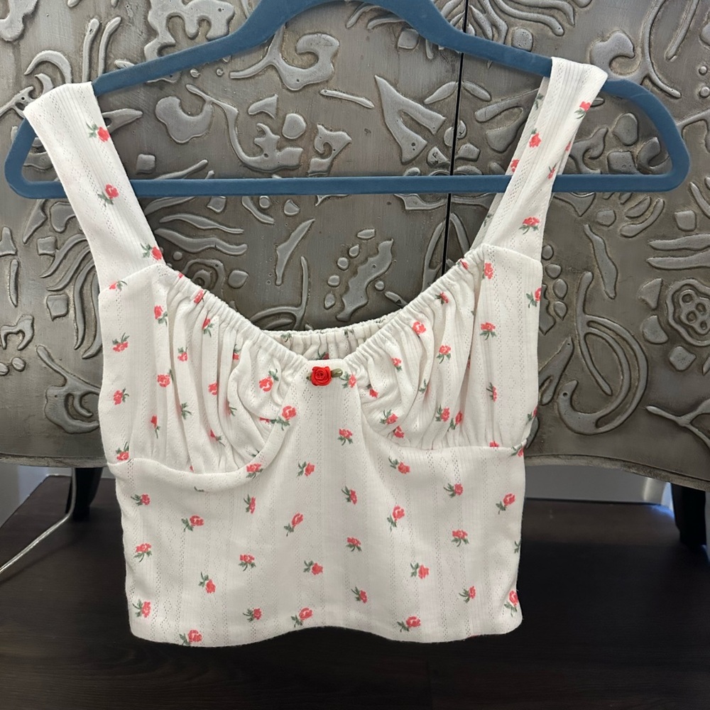 With Jean flower tank top